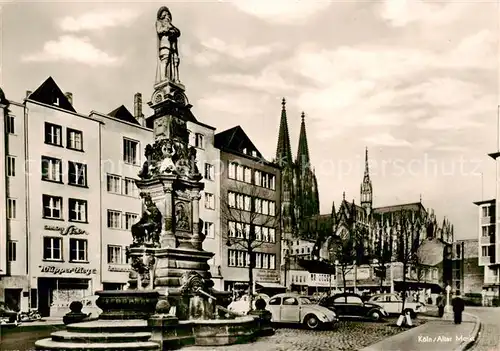 AK / Ansichtskarte 73801208 Koeln__Rhein Alter Markt mit Jan van Werth Denkmal und Dom 