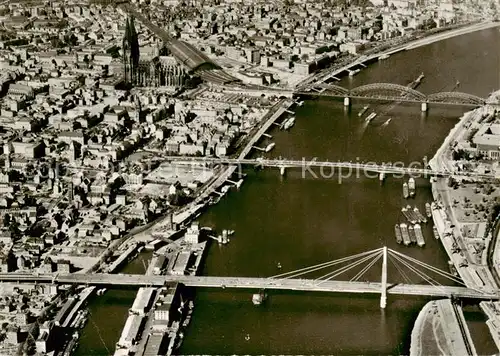 AK / Ansichtskarte  Koeln__Rhein Severinbruecke Deutzer Bruecke Hohenzollernbruecke und Dom  