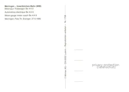 AK / Ansichtskarte Meiringen_BE Innertkirchen Bahn Meterspur Triebwagen Be 4 4 8 Meiringen BE