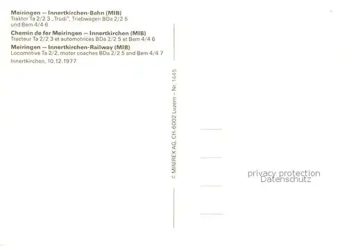 AK / Ansichtskarte Meiringen_BE Innertkirchen Bahn Traktor Ta 2 2 3 Trudi Triebwagen BDa 2 2 5 und Bem 4 4 6 Meiringen BE