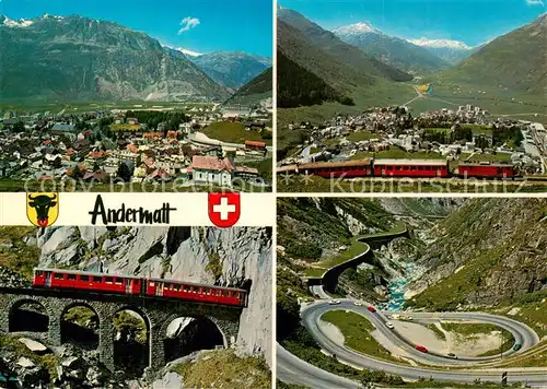 AK / Ansichtskarte Andermatt_UR Panorama Blick gegen Urnerloch Furka Schoellenenbahn Gotthardstrasse Schoellenen 