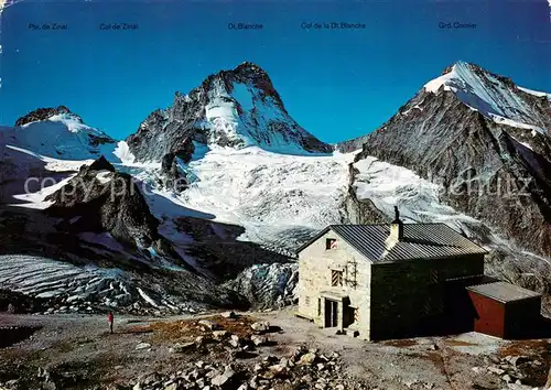 AK / Ansichtskarte Cabane_du_Mountet Pointe de Zinal Dent Blanche Grand Cornier Berghuette Walliser Alpen Cabane_du_Mountet