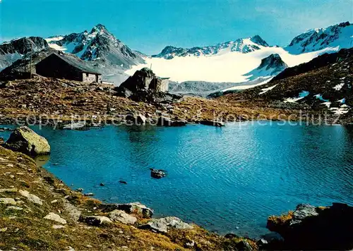 AK / Ansichtskarte Grialetschhuette_2542m_GR Blick gegen Graletsch Gletscher und Piz Sarsura Bergsee Albula Alpen 
