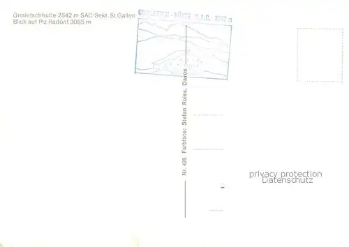 AK / Ansichtskarte Grialetschhuette_2542m_GR Blick auf Piz Radont Berghuette Albula Alpen 