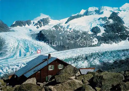 AK / Ansichtskarte Bovalhuette_SAC_2495m_Morteratsch_GR Berghuette mit Piz Palue und Persgletscher 