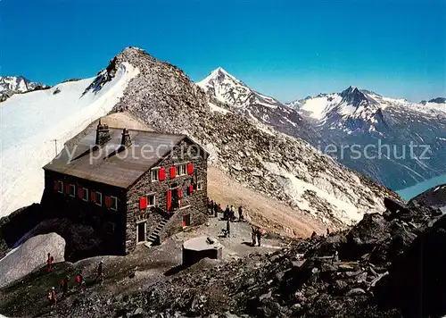 AK / Ansichtskarte Britanniahuette_3029m_VS Berghuette Walliser Alpen Kleines Allalinhorn Mattmarksee 
