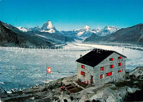 AK / Ansichtskarte Zermatt_VS Monte Rosa Huette Grenzgletscher Gornergletscher Matterhorn Walliser Alpen Zermatt_VS