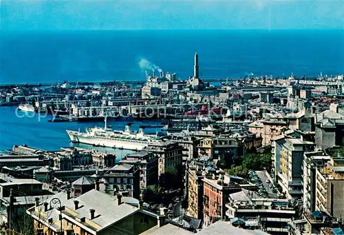 AK / Ansichtskarte  Genova_Genua_Liguria_IT Panorama con la Lanterna veduta aerea 