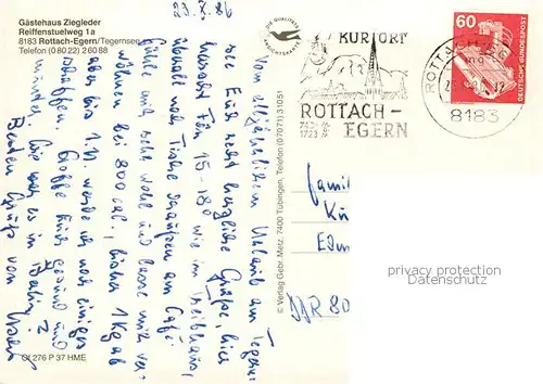 AK / Ansichtskarte 73801335 Rottach-Egern Gaestehaus Ziegleder Gastraum Liegewiese Rottach-Egern