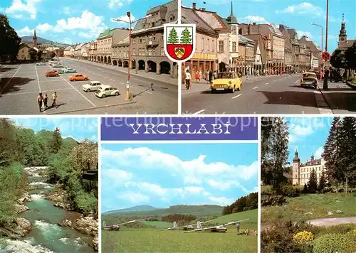 AK / Ansichtskarte  Vrchlabi_Hohenelbe_CZ Gottwaldovo namesti Trida V. I. Lenina Jarnie partie u Labe Sportovni letiste Zamek sidlo KRNAP 