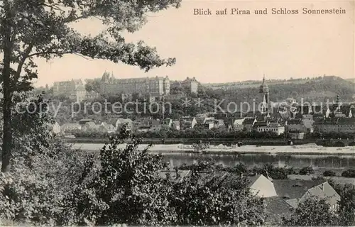 AK / Ansichtskarte 73801420 Pirna Panorama mit Schloss Sonnenstein Pirna