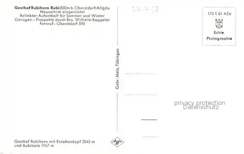 AK / Ansichtskarte 73801445 Rubi_Oberstdorf Gasthof Rubihorn Rubi_Oberstdorf