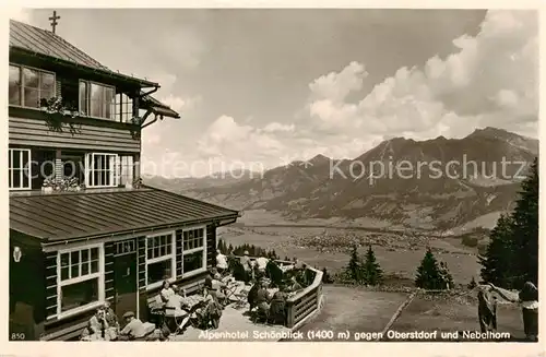 AK / Ansichtskarte 73801453 Oberstdorf Alpenhotel Schoenblick mit Nebelhorn Oberstdorf