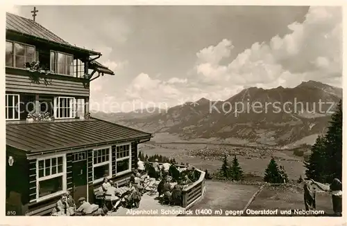 AK / Ansichtskarte  Oberstdorf Alpenhotel Schoenblick mit Nebelhorn Oberstdorf