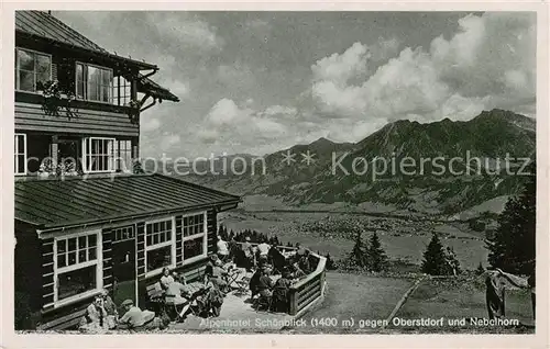 AK / Ansichtskarte  Oberstdorf Alpenhotel Schoenblick mit Nebelhorn Oberstdorf