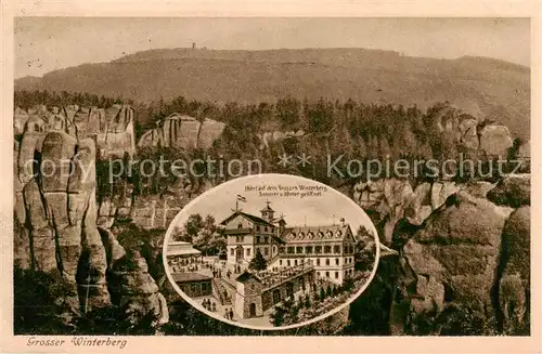 AK / Ansichtskarte  Grosser_Winterberg_Saechsische Schweiz Blick von den Schrammsteinen Winterberg Hotel 