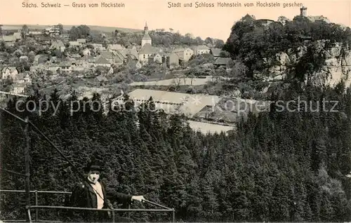 AK / Ansichtskarte  Saechsische_Schweiz Stadt und Schloss Hohnstein Blick vom Hockstein Saechsische Schweiz