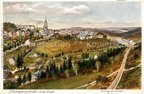 AK / Ansichtskarte  Johanngeorgenstadt Panorama mit Bahnlinie nach Carlsbad Johanngeorgenstadt