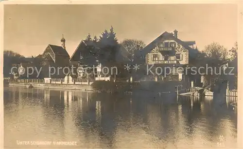 AK / Ansichtskarte 73801521 Unterschondorf Gasthof am See Ansicht vom Ammersee aus Unterschondorf