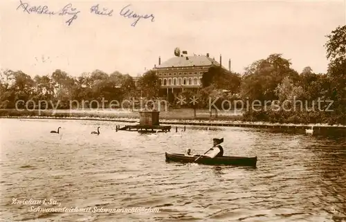 AK / Ansichtskarte  Zwickau__Sachsen Schwanenteich mit Schwanenschloesschen 