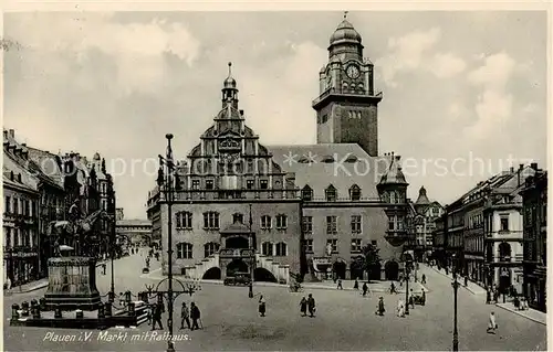 AK / Ansichtskarte 73801591 Plauen__Vogtland Markt mit Rathaus 
