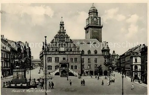 AK / Ansichtskarte  Plauen__Vogtland Markt mit Rathaus 