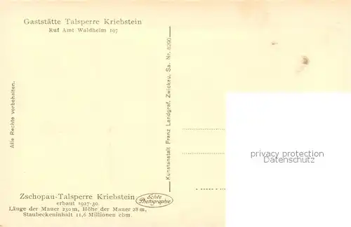 AK / Ansichtskarte 73801592 Kriebstein Zschopau Talsperre Kriebstein Kriebstein