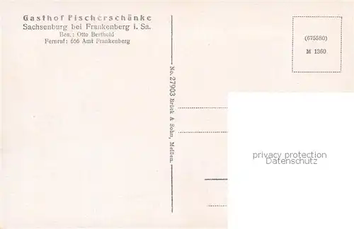 AK / Ansichtskarte 73801656 Sachsenburg_Frankenberg Gasthof Fischerschaenke Sachsenburg Frankenberg