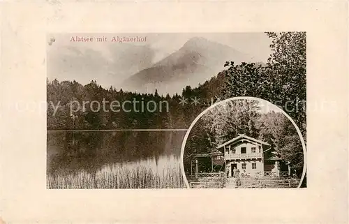 AK / Ansichtskarte 73801684 Alatsee_Fuessen_Allgaeu mit Gasthof Allgaeuerhof Allgaeuer Alpen 