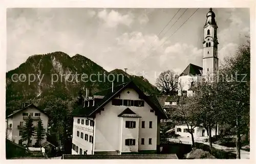 AK / Ansichtskarte 73801685 Pfronten Bruder Georg Haus mit Pfarrkirche Pfronten