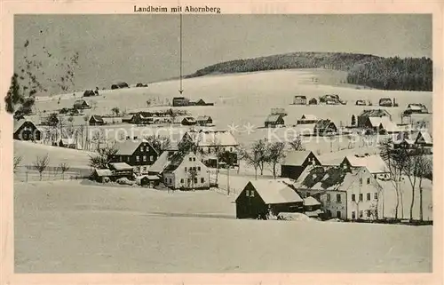 AK / Ansichtskarte  Heidelberg_Erzgebirge Ortsansicht mit Landheim mit Ahornberg Winterlandschaft Heidelberg Erzgebirge