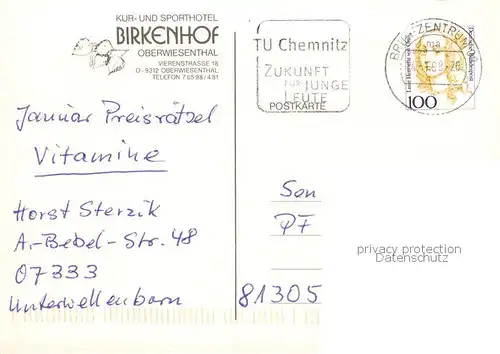 AK / Ansichtskarte 73801747 Oberwiesenthal_Erzgebirge Kur und Sporthotel Birkenhof Oberwiesenthal Erzgebirge