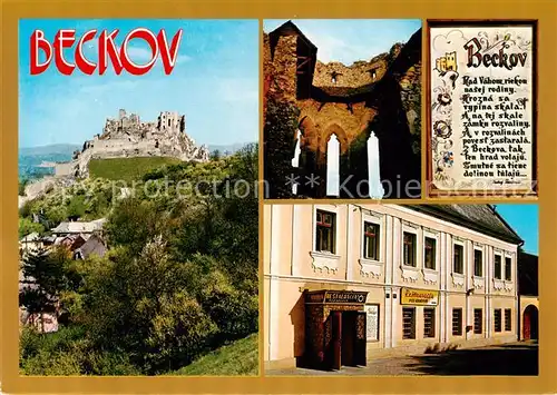 AK / Ansichtskarte 73801896 Beckov_CZ Zrucaniny hradu Goticka kaplnka hradu Restauracia pod hradom 