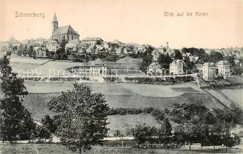 AK / Ansichtskarte  Schneeberg__Erzgebirge Panorama Blick auf die Kirche 