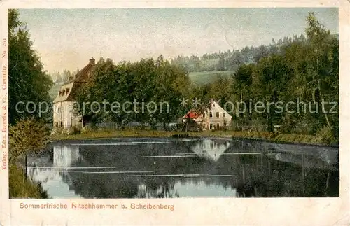 AK / Ansichtskarte  Nitschhammer_Scheibenberg_Erzgebirge Sommerfrische Teich 