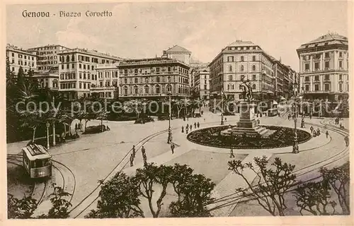 AK / Ansichtskarte 73802006 Genova_Genua_Liguria_IT Piazza Corvetto Denkmal Strassenbahn 