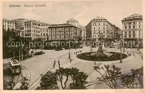 AK / Ansichtskarte  Genova_Genua_Liguria_IT Piazza Corvetto Denkmal Strassenbahn 