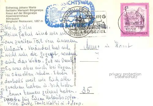 AK / Ansichtskarte  Seilbahn_Cable-Car_Telepherique Mariazell Buergeralpe 