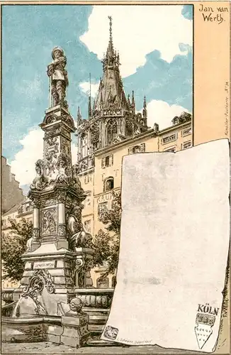 AK / Ansichtskarte 73802161 Koeln__Rhein Jan van Werth Denkmal Kuenstlerkarte 