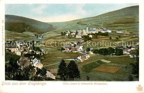 AK / Ansichtskarte  Boehmisch_Wiesenthal mit Oberwiesenthal und Unterwiesenthal Boehmisch Wiesenthal