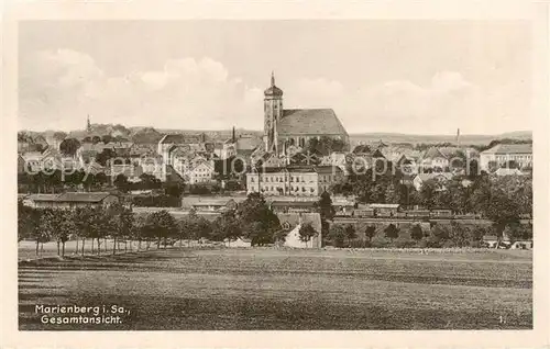 AK / Ansichtskarte  Marienberg_Erzgebirge Gesamtansicht mit Kirche Stahlstich Marienberg Erzgebirge