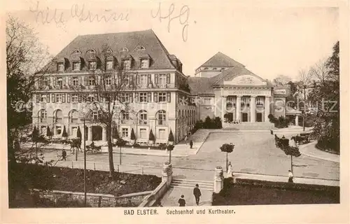 AK / Ansichtskarte 73802185 Bad_Elster Sachsenhof und Kurtheater Bad_Elster