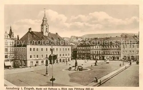 AK / Ansichtskarte 73802191 Annaberg-Buchholz_Erzgebirge Markt Rathaus Blick zum Poehlberg Annaberg-Buchholz