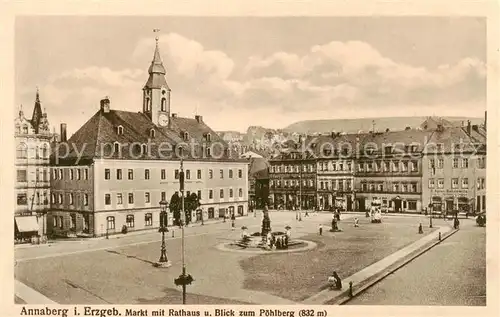 AK / Ansichtskarte  Annaberg-Buchholz_Erzgebirge Markt Rathaus Blick zum Poehlberg Annaberg-Buchholz