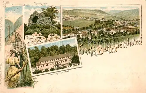 AK / Ansichtskarte 73802222 Berggiesshuebel Panorama Ruine Johann-Georgen-Bad Deutsche Reichspost Litho Berggiesshuebel