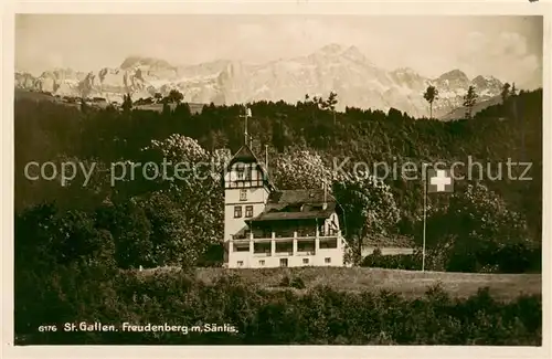 AK / Ansichtskarte St_Gallen_SG Freudenberg mit Saentis Appenzeller Alpen Handdruck St_Gallen_SG