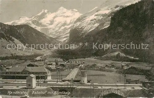 AK / Ansichtskarte Kandersteg_BE Bahnhof mit Bluemlisalp Kandersteg_BE