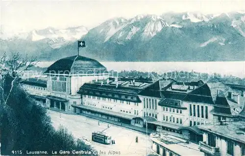 AK / Ansichtskarte Lausanne_VD La Gare Centrale et les Alpes Lausanne VD