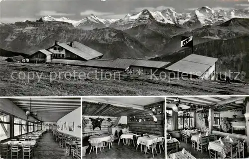 AK / Ansichtskarte Niederhorn_BE Hotel Restaurant Berghaus Niederhorn Gastraeume Eiger Moench und Jungfrau 