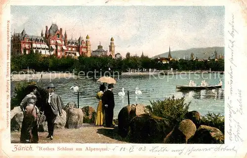 AK / Ansichtskarte Zuerich_ZH Rothes Schloss am Alpenquai Zuerich_ZH